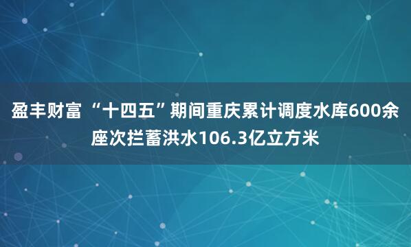 盈丰财富 “十四五”期间重庆累计调度水库600余座次拦蓄洪水106.3亿立方米